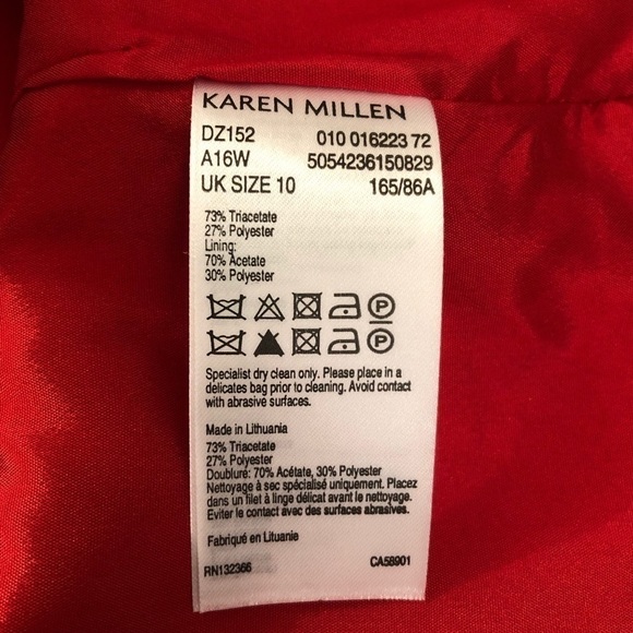 Karen Millen red dress with scarf, bell sleeve, 6 - Picture 8 of 9